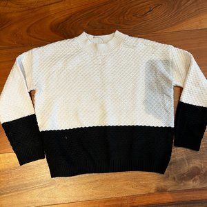 MANGO Black & White Block Sweater